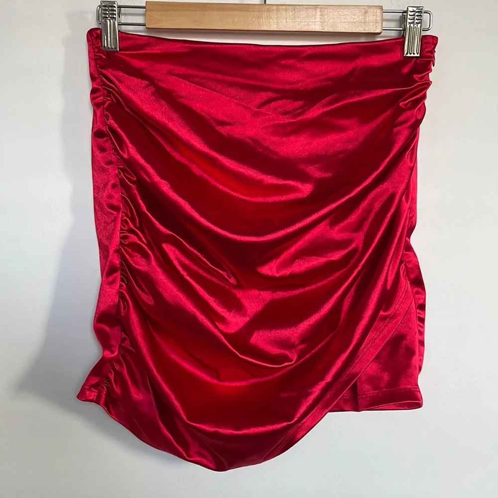 Red Silky Shein Skirt